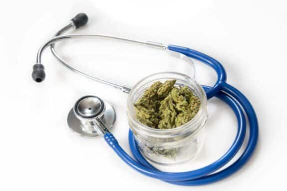 Stethoscope and cannabis buds