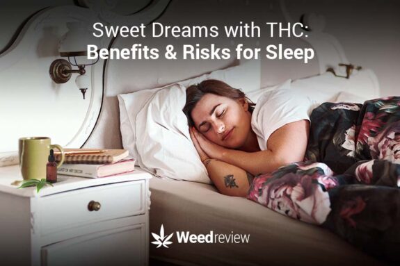 A person sleeping after using marijuana THC tinctures on the bedstand.