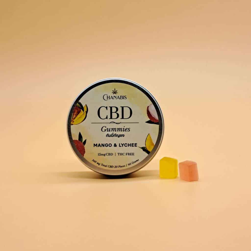 Mango and Lychee Flavoured CBD gummies from Chanabis Thailand