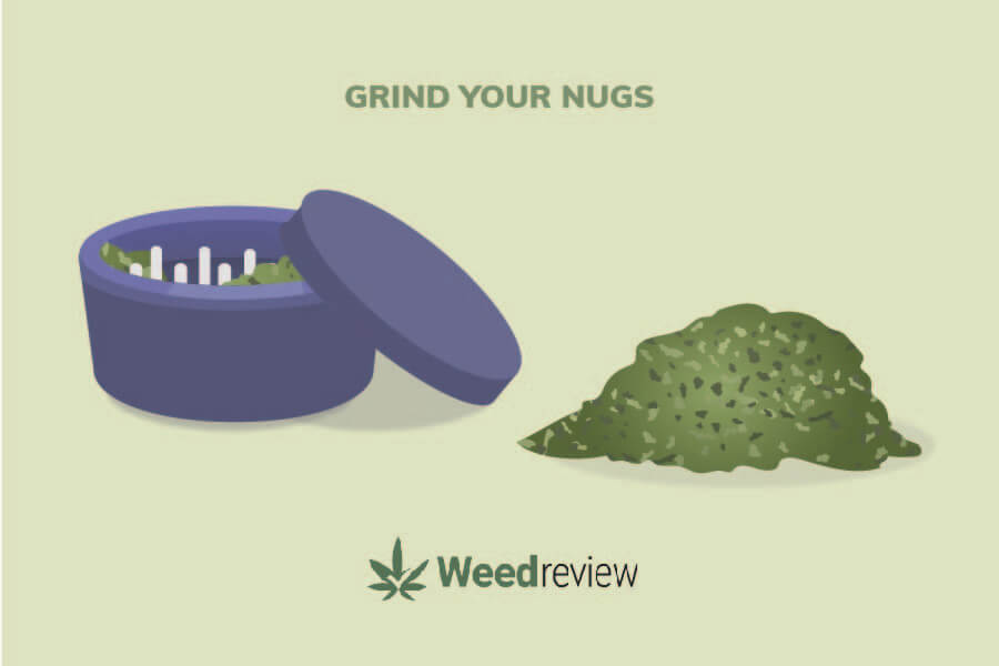 An image to show grinding marijuana flowers.