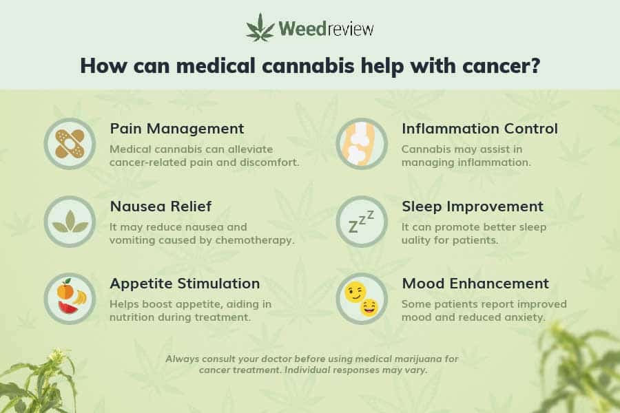 Medical cannabis can help with pain, nausea, appetite, sleep, and mood.