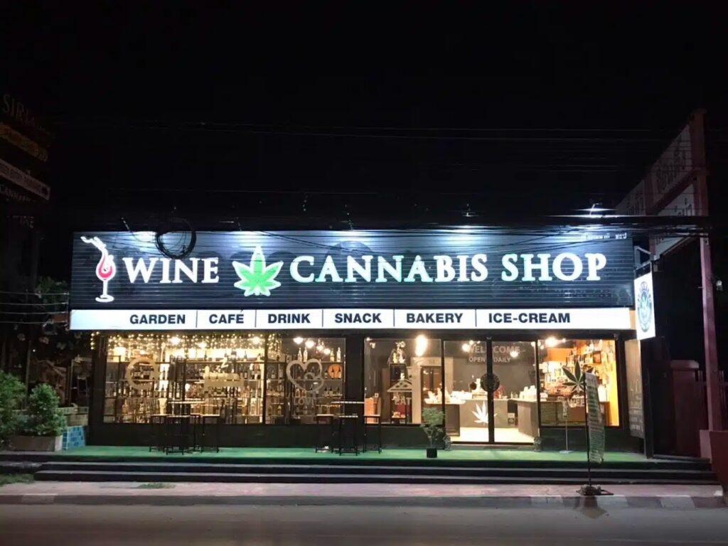 ภาพภายนอกร้านขายกัญชา Wine & Cannabis ในหัวหิน