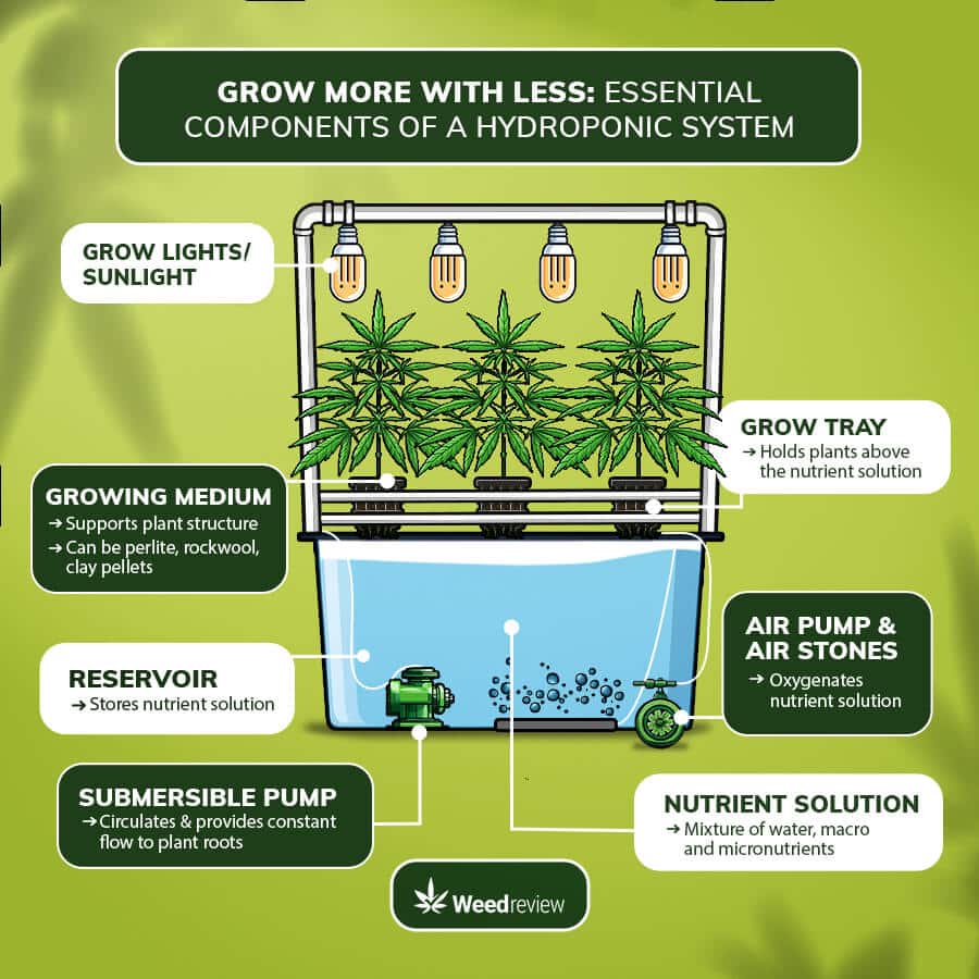 components of hydroponic growing set up